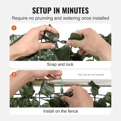 VEVOR Artificial Ivy Privacy Fence Screen, 59 x 98 in Faux Ivy Vine Leaf Hedges Fence, Greenery Privacy Fence with Strengthened Joint, Green Wall Decoration for Outdoor Garden, Yard, Balcony
