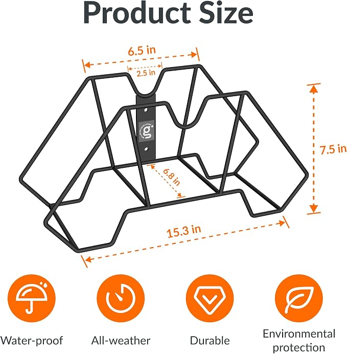 Giraffe Tools Garden Hose Holder Wall Mount-Metal Water Hose Hanger for Outside,Holds 150FT Hoses,Durable Hook for Garden