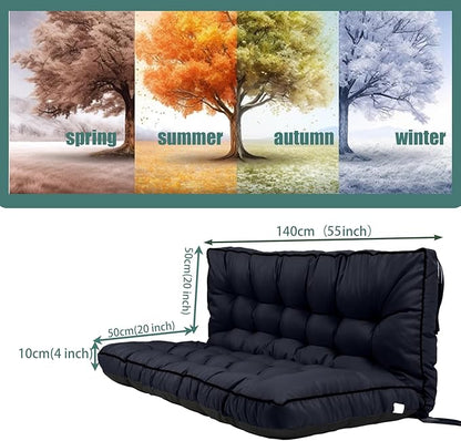 Replacement Cushions for Swing, Swing Cushions 3 Seater Replacement, Waterproof Thicken Washable Pad Cushion for Outdoor Indoor Furniture Swing Patio (Navy, 40x55 inch)