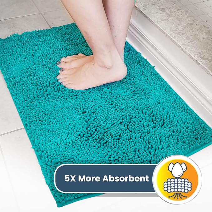 Muddy Mat® | Super Water Absorbent Door Mat Indoor, Microfiber Quick Dry Chenille Entryway Rug, Slip Resistant Front Door Mat, Indoor Mats for Entryway, Machine Washable Pet Rug, Teal 35"x60"