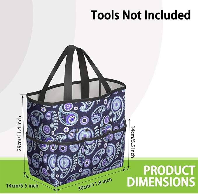 Paisley Garden Tool Bag - Waterproof Garden Tote with 8 Pockets, Large Storage Home Organizer Gardening Tool Oxford Bag for Garden Tools Kits Holder, Ideal Outdoor Gardening Gift for Women & Men