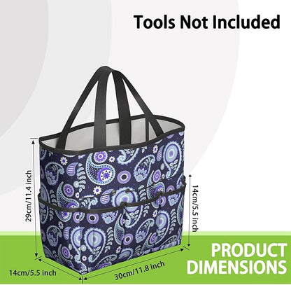 Paisley Garden Tool Bag - Waterproof Garden Tote with 8 Pockets, Large Storage Home Organizer Gardening Tool Oxford Bag for Garden Tools Kits Holder, Ideal Outdoor Gardening Gift for Women & Men