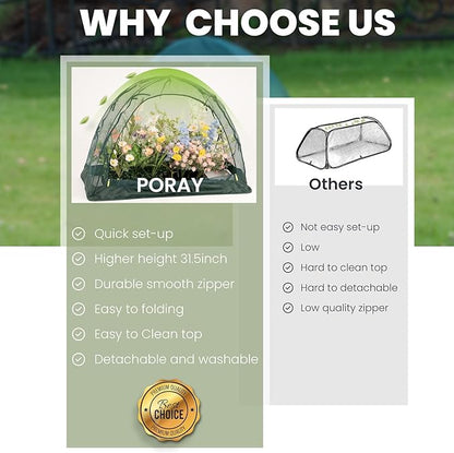 Pop up Gardening Net Cover,44x21.6x31.5 inches Pack of 2,Pest Guard Cover for Vegetables Fruits Durable Plant Gardening Net, Pop-Up Chicken Pen for Small Animals Outdoor Run and Pet Enclosure