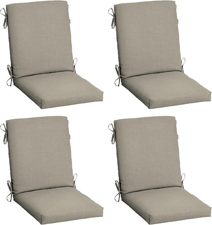 Arden 4-Pack earthFIBER Outdoor Patio Dining Chair Cushion, 20x44, Rain-Proof Seat Pad, Fade-Resistant Outdoor Cushion Sandbar Taupe Texture
