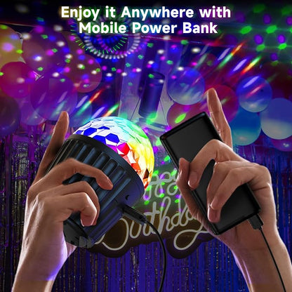 memzuoix 2-Pack Portable Mini Disco Ball Light for Party, RGB DJ Strobe Light with Remote Control and USB Cable, Sound Activated Stage Lights for Home Dance, Easter, Karaoke and Halloween Decoration