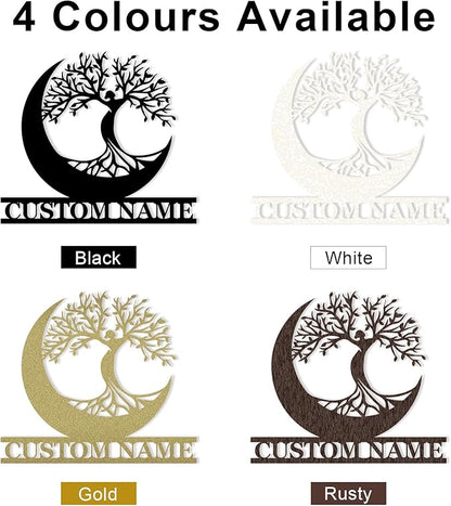 Personalized Custom Tree of Life Metal Sign, Family Tree Wall Decor, Large Metal Wall Art Last Name Sign, Couples Wedding Gifts, Home Decor for Bedroom Living Room
