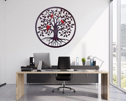 CHINDEUISYUT 23 Inches Tree of Life Wall Art Metal, Large Metal Tree of Life Wall Decor Wall Hanging for Living Room Bedroom Garden Porch Patio Office Home Decor, 23in x 23in x 0.88 in