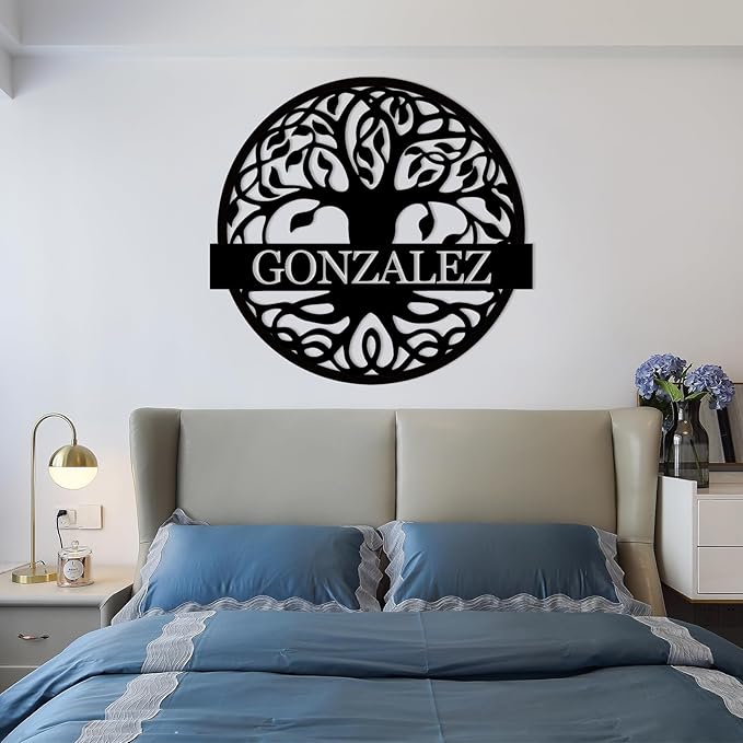 Tree of Life Custom Metal Signs, Personalized Tree of Life Family Sign Wall Decor, Outdoor Yard Decor, Last Name Sign for Home, Black Metal Wall Art, Housewarming Decorations Gift