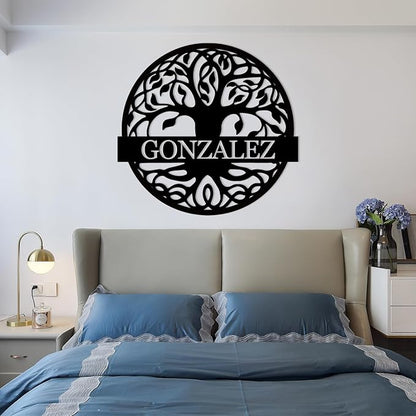 Tree of Life Custom Metal Signs, Personalized Tree of Life Family Sign Wall Decor, Outdoor Yard Decor, Last Name Sign for Home, Black Metal Wall Art, Housewarming Decorations Gift