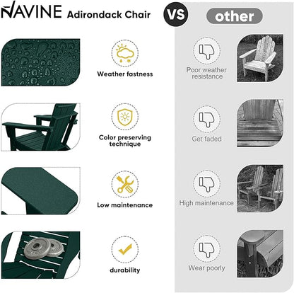 Adirondack Chair Set of 6, HDPE Folding Adirondack Chair with Multifunctional Cup Holder, Weather Resistant Fire Pit Chair for porches, patios, poolsides, Decks.