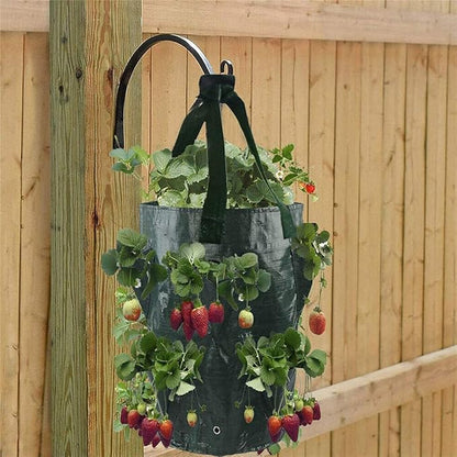 3 pcs Hanging Planter Bag with Handles, Plastic Hanging Strawberry Planting Containers Strawberry Grow Bags Foldable Durable Growing Bags Grow Planter for Growing Vegetables Flowers Herb Plant