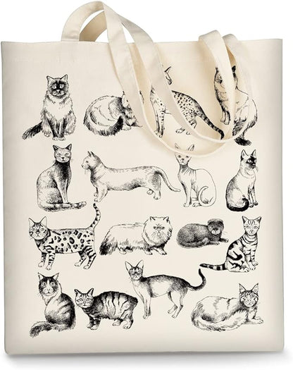AUSVKAI Canvas Tote Bag Aesthetic for Women, Cute Reusable Cloth Cotton Bags for Shopping Beach Grocery