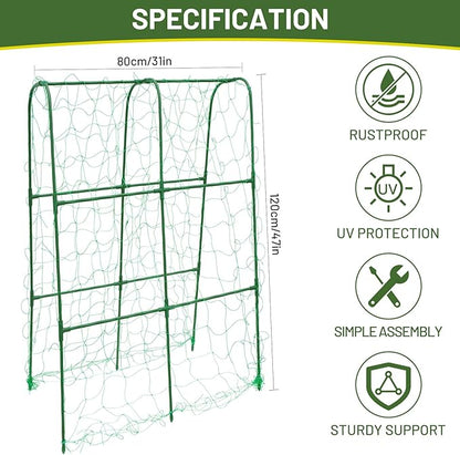 Compact U-Shaped Plant Trellis for Peas, Beans & Light Climbing Plants - Rust-Resistant, Foldable Design, Lightweight Steel, Ideal for Raised Beds & Patio Gardens(31" W x 47" H)