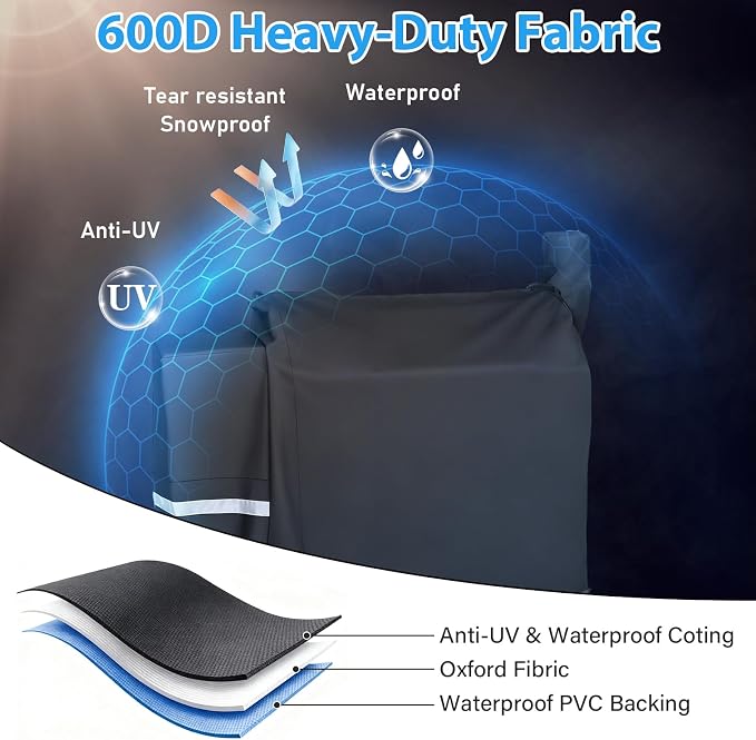 Utheer Grill Cover for Traeger 34 Series, 600D Waterproof Pellet Smoker Cover with Drawstring, Fits Pro 34 & Pro 780, BAC380 Cover All Weather Protection