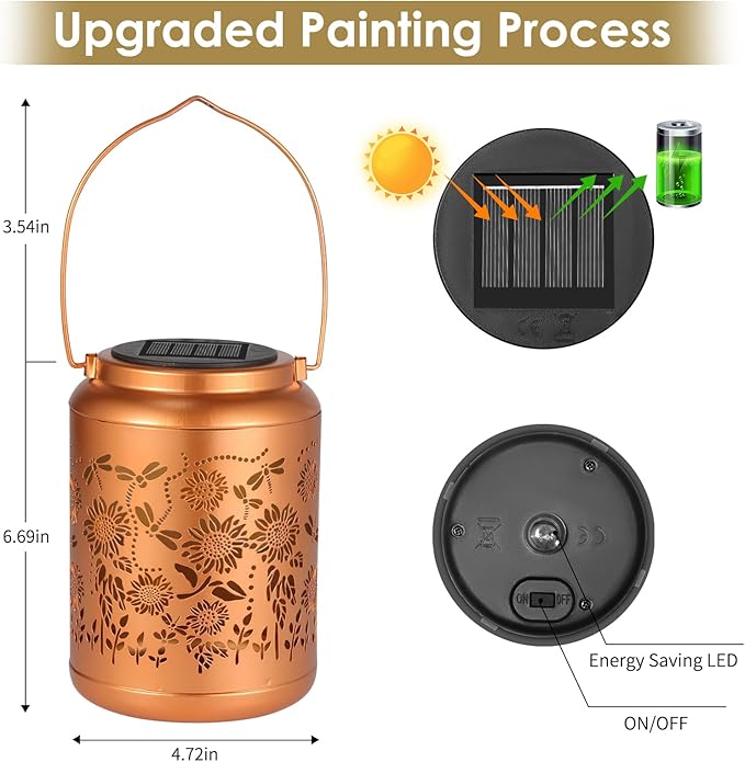 Solar Garden Lights,Sunflower Lanterns Outdoor Decoration, Mothers Day Birthday Gifts for Women Grandma, Garden Decor Hanging Solar Lights Outdoor for Yard, Patio, Backyard, Porch (2 Pack)