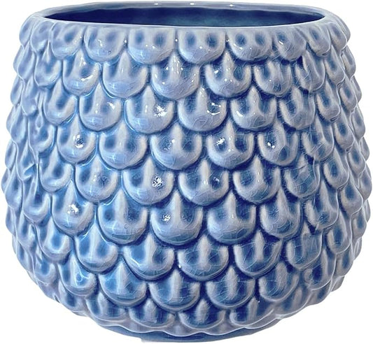 Bloomingville Stoneware Flower Pot Pinecone, Planter Cache Pot, Size M (5,25''), Blue