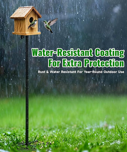 2 Pack Bird House Pole, Heavy-Duty Outdoor Bird Feeder Pole with Stable 5-Prong Base, 75” Adjustable Height, 1 Inch Dia Universal Mounting Stand for Yard Garden Bird Watching and Feeding