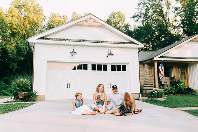 Steel Lighting Co. Gardena Barn Light | Outdoor Wall Mounted | 16" Dome | Upslope Gooseneck | Farmhouse Light Made in America | Green Exterior/White Interior
