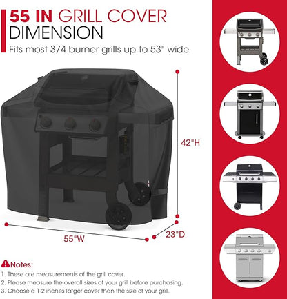 Unicook Grill Cover 55 Inch for Outdoor Grill, Heavy Duty, Waterproof, Fade Resistant, BBQ Cover with Handles/Straps/Air Vents, Compatible with Weber Charbroil Nexgrill Gas BBQs etc