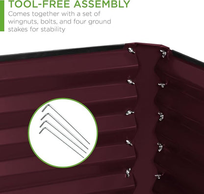 Best Choice Products 6x3x2ft Outdoor Metal Raised Garden Bed, Deep Root Box Planter for Vegetables, Flowers, Herbs, and Succulents w/ 269 Gallon Capacity - Burgundy