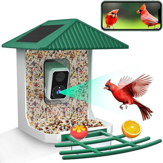 Uniter® 2.5K Smart Bird Feeder with Camera, 5G &2.4G WiFi, Solar Video Birds Feeder with AI Identify Birds Species, Live View, Capture Bird Video, Instant Arrival Alerts, Ideal Gift for Birdlover