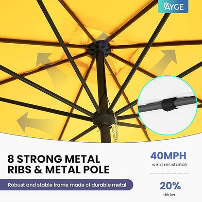 Ayge 8x10FT Large Rectangular Patio Umbrella Outdoor Table Umbrella w/Crank Rectangle Market Umbrella UV Protection for Garden, Deck,Lawn,Yard & Pool,Yellow