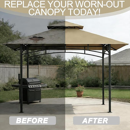 Grill Gazebo Replacement Roof, 5x8ft Outdoor BBQ Gazebo Canopy Cover, Double Tiered Grill Gazebo Replacement Roof for #L-GG001PST-F