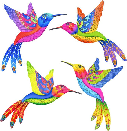 Metal Yard Art Garden Decor for Outside Wall Sculpture Fence Decorations Outdoor - (Set of 4,ColorA)