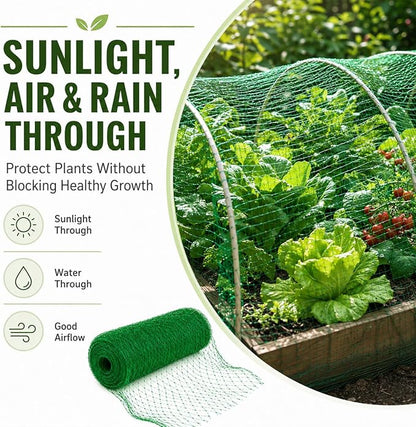 Garden Netting, 13 x 50 FT Bird Netting for Garden Plant Protection, Reusable Fine Mesh for Fruit Trees, Vegetable Plants, Blueberry Bushes, Raised Beds, Chicken Coop (13x50ft)