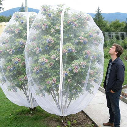 Blueberry Bush Netting Cover 2 Pack 10 x 12 ft, Garden Bird Netting for Rabbiteye Blueberries, Reusable Fruit Tree Netting with Zipper & Drawstring, Protects from Birds, Deer, Insects and Poultry