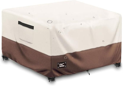 Patio Ottoman Cover,32"L x 32"W x 16"H Square Patio Dining Table Cover for Outdoor Furniture,100% Waterproof 600D Heavy Duty Outdoor Table Cover,Beige&Brow