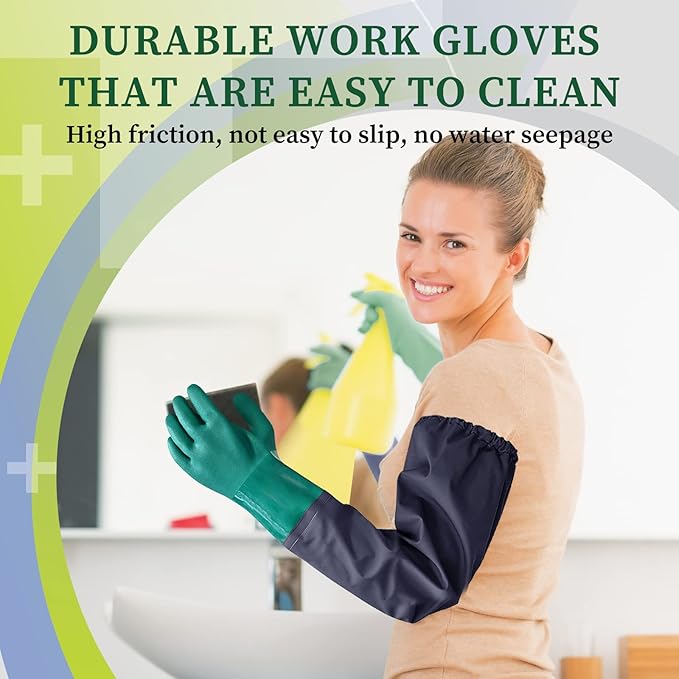 Coopache Full Arm Pond Gloves with Cotton lining Extra Long Waterproof Glove for Pond Cleaning/Machinery Industry 25-inch