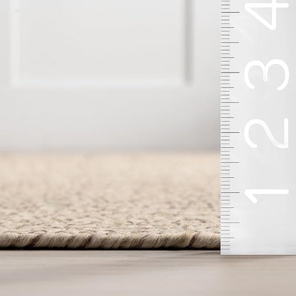 nuLOOM 2' x 16' Solid Hand Braided Indoor/Outdoor Area Rug, Pet-Friendly, High Traffic, Weather Resistant, for Patio, Balcony, Bedroom, Living, Dining Room, Wynn Tan