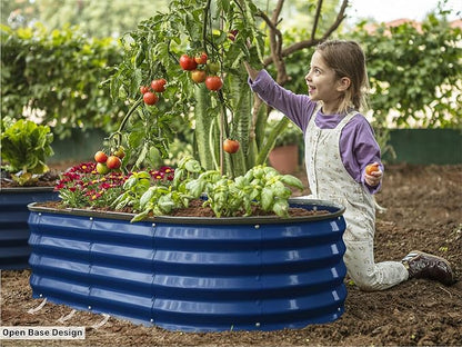 Plant & Plot Galvanized Raised Garden Beds Outdoor // 4×2×1 ft Planter Raised Beds for Gardening, Vegetables, Flowers // Large Metal Garden Box (Navy) // Patented Tool-Free Design
