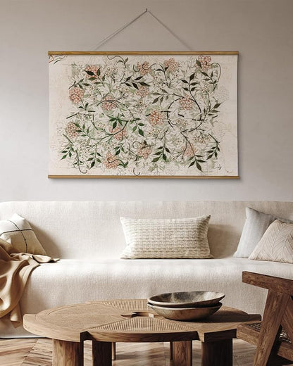 VIYYIEA Extra Large Size Canvas Wall Art, 36x54 Inch Vintage Botanical Hanging Scroll Painting with Wildflower Pattern, Rustic Floral Wall Decor for Living Room, Bedroom, or Entryway