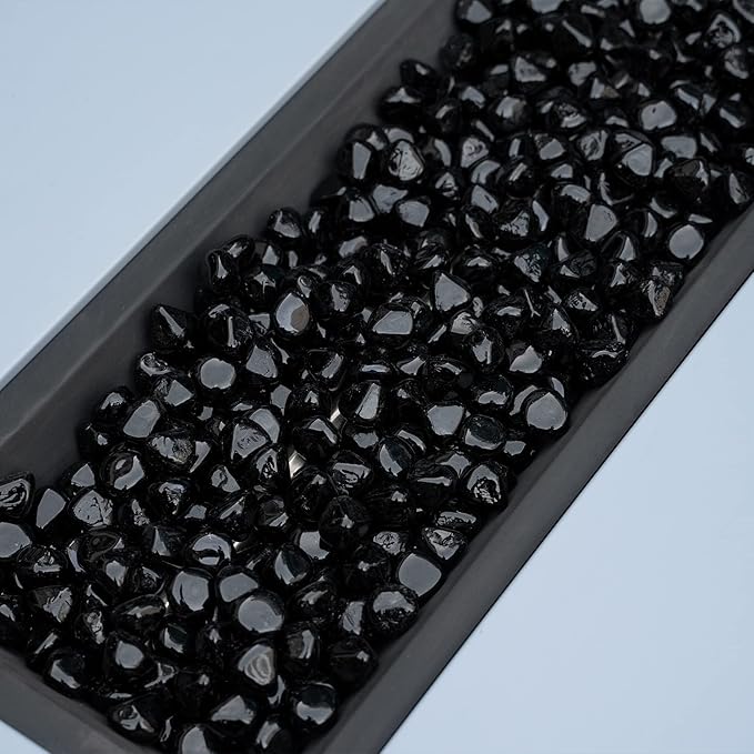 Mr. Fireglass 10 Pounds Blended Fire Glass Diamonds for Fireplace Fire Pit & Lanscaping - 1 inch High Luster Onyx Black Fire Rocks (Pack of 2)
