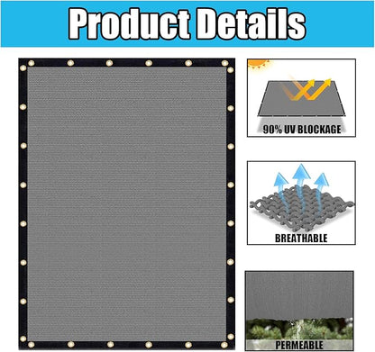 Amagenix 90% Shade Fabric 7'X 8' Light Gray Sun Shade Cloth with Grommets for Pergola Replacement Shade Cover Canopy, Heavy Duty, Cable Zip Ties Included (We Customized)