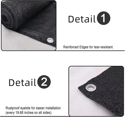SUNLAX Custom Size 3.3'x1' Black Fence Covering Privacy Screen Windscreen with Bindings & Grommets,Heavy Duty for Commercial and Residential, 90% Blockage, Cable Zip Ties Included