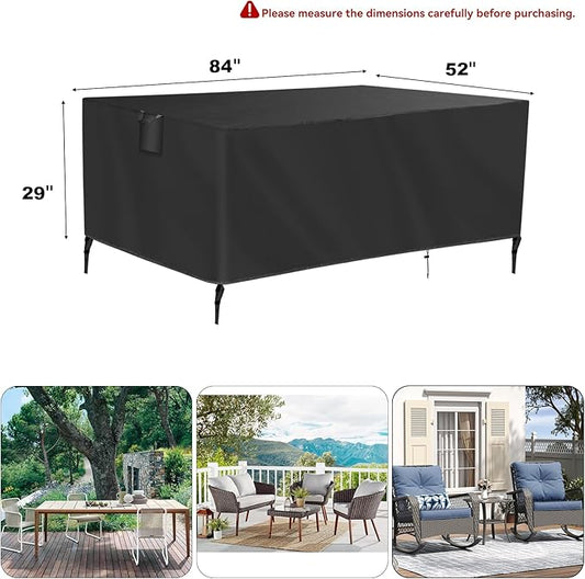 TUOKING Outdoor Furniture Covers Heavy-Duty 420D Waterproof Cover,All-Weather Patio Furniture Protector for Sofa,Chairs & Table-UV-Resistant,Anti-Tear Dustproof Covers (Black, 84"L x 52"W x 29"H)