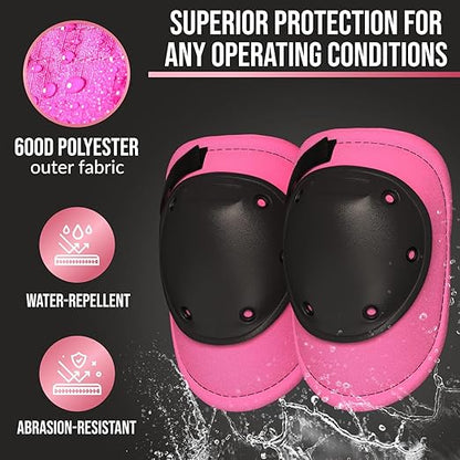 Foam Knee Pads for Women with HDPE Anti-Slip Cap, Pink and Black, 1 Pair - Adjustable Multi-Sized Fastening, Made in USA - Guards for Gardening, Flooring, or Construction