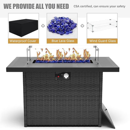 LayinSun Aluminum Furniture Set with Fire Pit Table, 4 Pieces Patio Sectional Conversation Chat Sofa Modern Seating Set