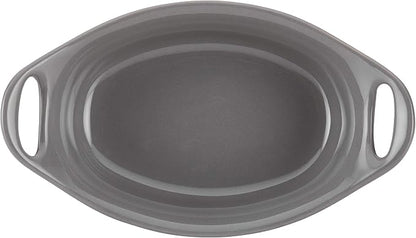 Rachael Ray Solid Glaze Ceramics Au Gratin Bakeware / Baker Set, Oval - 2 Piece, Gray