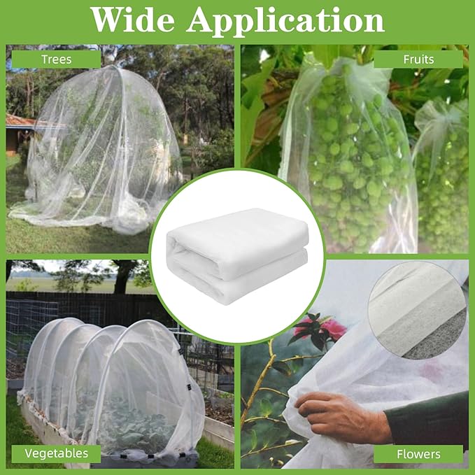 10 x 33FT Garden Mesh Netting, Ultra Fine Mesh Protection Netting Plant Covers Greenhouse Row Cover Raised Bed Screen Barrier Net for Vegetable Fruits Flowers Trees Crops, White