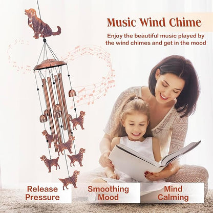Golden Retriever Dog Wind Chimes for Outside,Dog Gifts for Women Men/Memorial Gift/Sympathy Gift/Birthday Gifts Metal windchimes Outdoors/Indoors,Garden Decor,Patio,Home,Porch,Yard Decorations