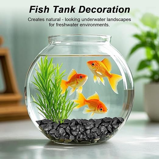 Rocks for Plants,Landscaping Pebbles, River Rocks Decorative Ornamental Pebbles, DIY Smoothed Rocks for Potted Plant Resin Art Vase Fillers Aquarium Gravel Rocks (1, Black, 2 Pounds)