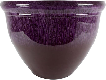 The HC Companies Pizzazz Decorative Round Flower Pots w/Ceramic Look - UV-Resistant Decorative Pot for Outdoor & Indoor Plant Pots - Modern Planter for Flower, Herbs (20” Purple Violet, Pack of 1)