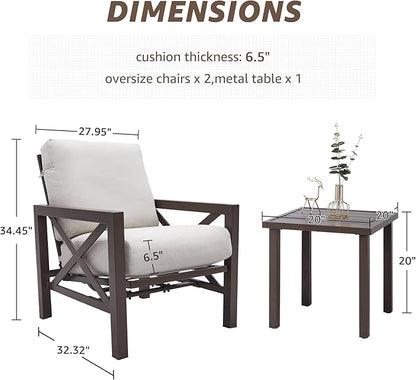 NATURAL EXPRESSIONS 4 Pieces Patio Furniture Set, Outdoor Furniture Sofa Sectional Modern Metal Patio Conversation Set with High Back Backrest & 3 Seater Loveseat and 2 Motion Rocker