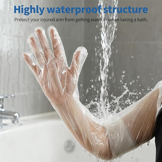 50Pcs Veterinary Insemination Rectal Long Gloves Disposable Plastic Full Arm 35.5inch for Field Dressing House Cleaning Gardening