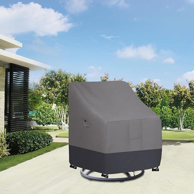 Easy-Going Outdoor Swivel Chair Cover Waterproof, Heavy Duty Patio Chair Cover, Windproof Outdoor Furniture Cover with Air Vent (2 Pack-28Wx33Dx38.5H inch, Gray/Dark Gray)
