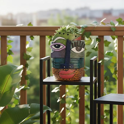 Colorful Face Planters Pots Head with Drainage Resin Large Decorative Plant Pots, Unique Planters for Indoor Plants and Outdoor Patio Flower Pot Funny Garden Succulents Pot